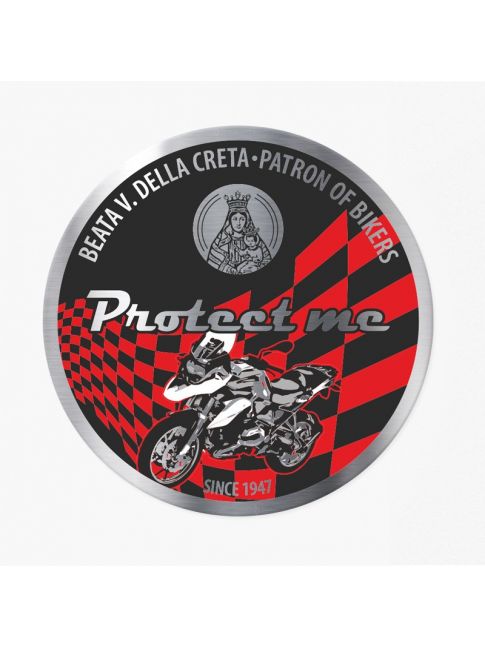 Round sticker with motorbike touring black/red