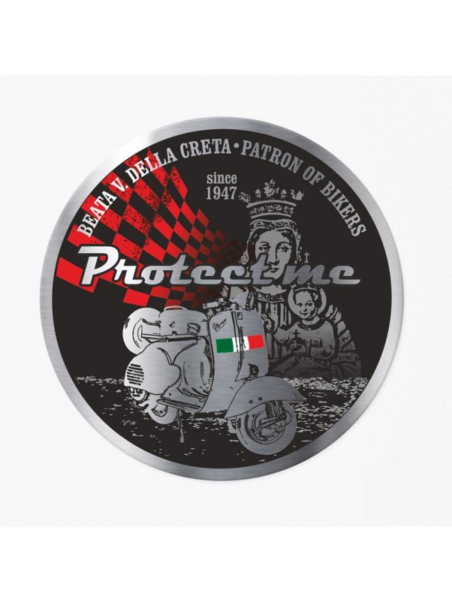 Round sticker with motorbike Vespa black/red