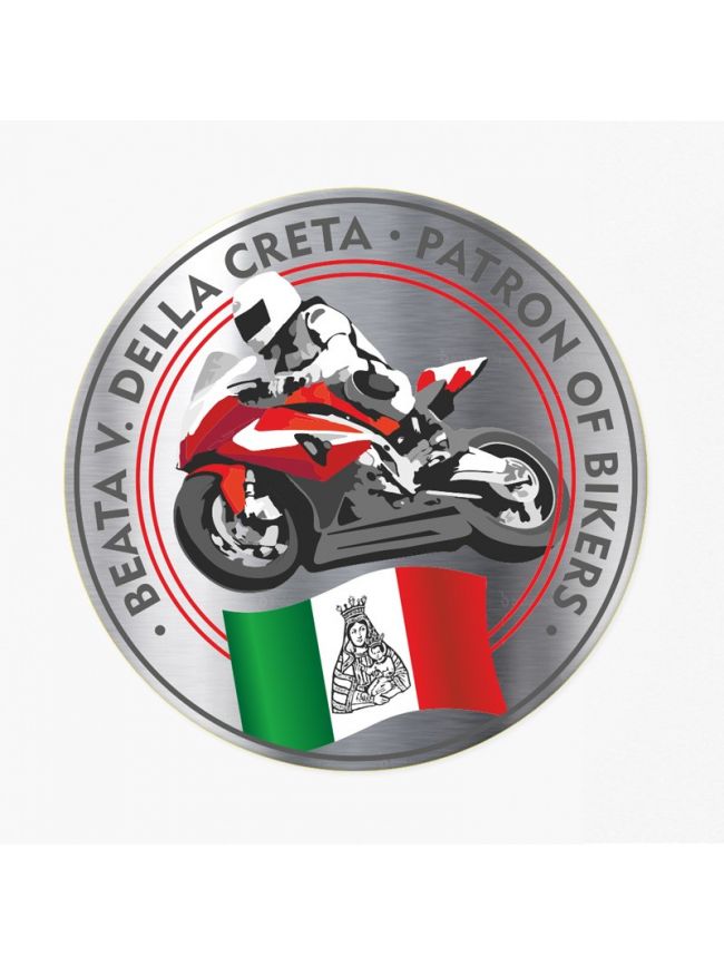 Round sticker with motorbike sport black/red