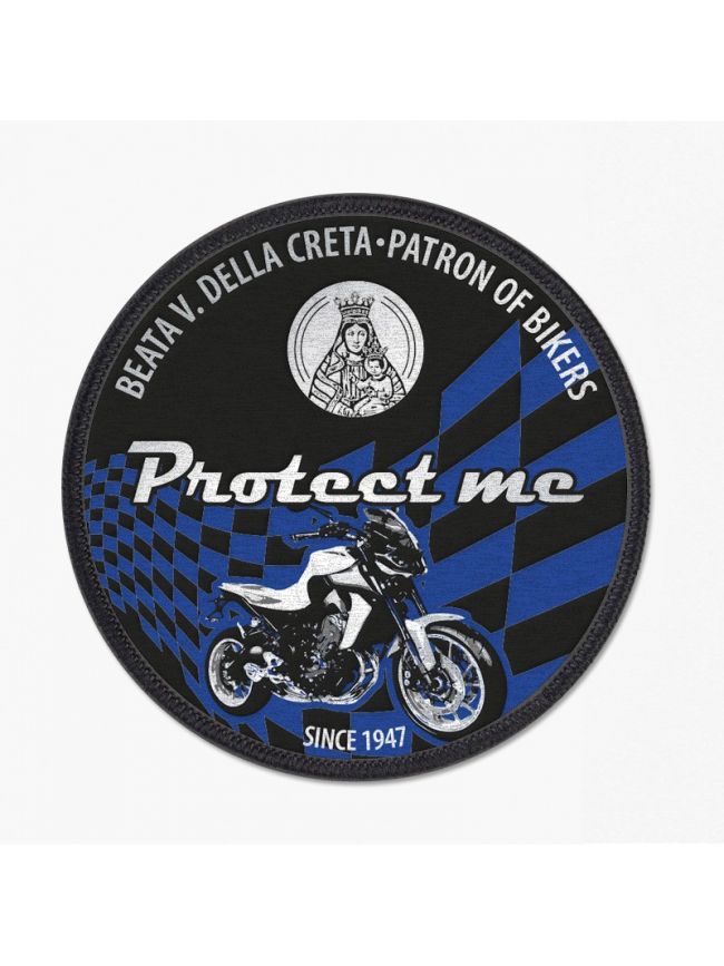 Round patch with motorbike naked black/blue