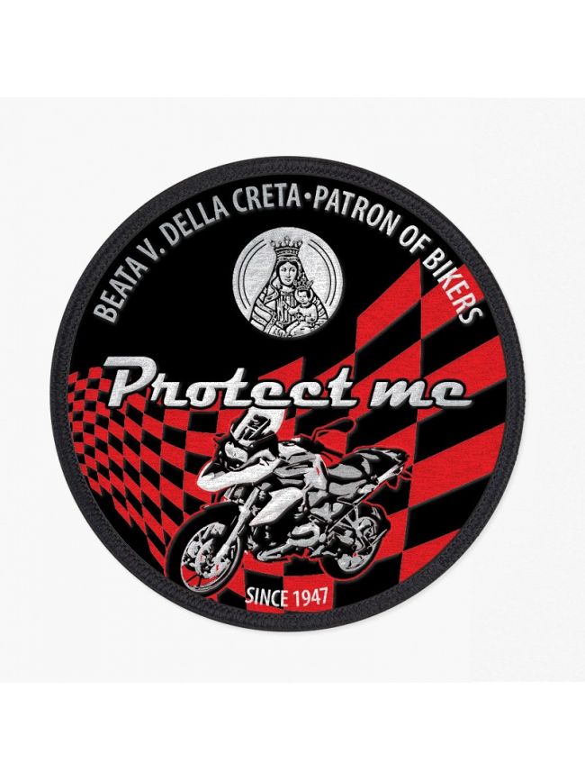 Round patch with motorbike touring black/red
